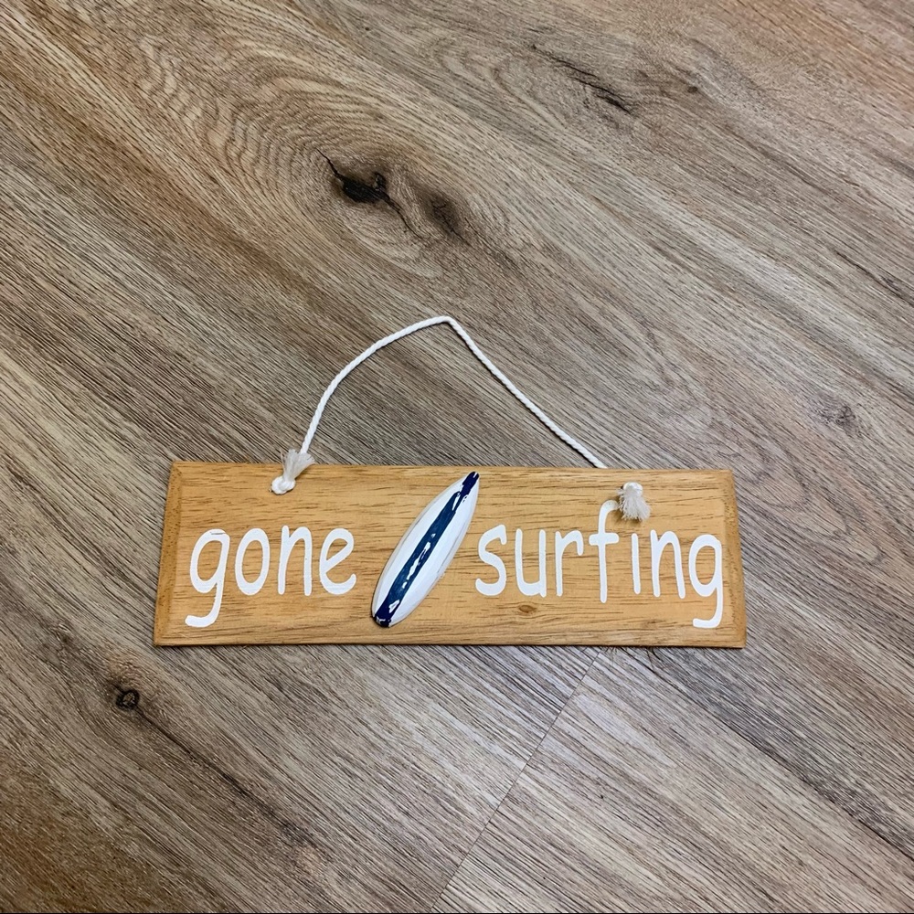 Handmade Mini Surfing Wooden Sign Beach House Decor